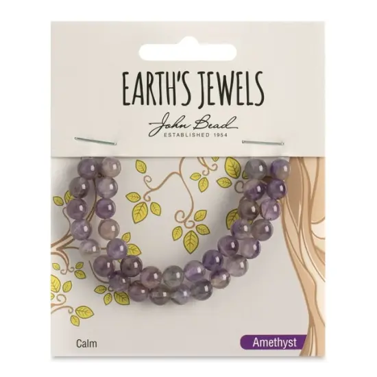 Earth's Jewels Semi-Precious Dogtooth Amethyst Natural Round Beads, 6mm {1}