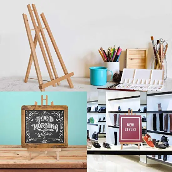 18" Large Tabletop Display Stand A-Frame Artist Easel - Beechwood Tripod, Painting Party Easel, Kids Students Classroom Table School Desktop - Portable Canvas Photo Picture Sign Holder {3}