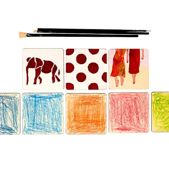 100 Pieces of Unfinished Wood Chips 4x4 inch Blank Wood Chips for Handicrafts Home Decoration Wooden Coasters and DIY Crafts 50 Pcs Wood Squares and 50 Pcs Wood Circles {5}