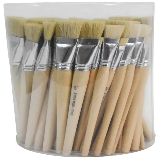 School Smart White Bristle Paint Brushes, Short Handle, Assorted Sizes, Set of 72 {1}
