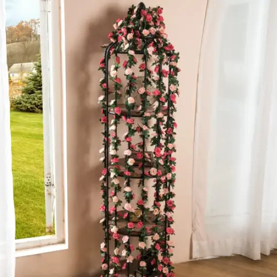 Flower Garland Rose Vines, 5 Strands 41Ft Flowers Vines for Bedroom, Rose Flower Garland Decoration, Pink Rose Floral Garland for Room Table Birthday Wedding Party Garden Wall Decor {4}
