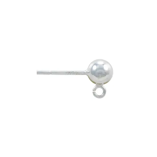JewelrySupply Sterling Silver 5mm Ball Post Earrings with Open Ring (1 Pair of Sterling Silver Earrings) {3}