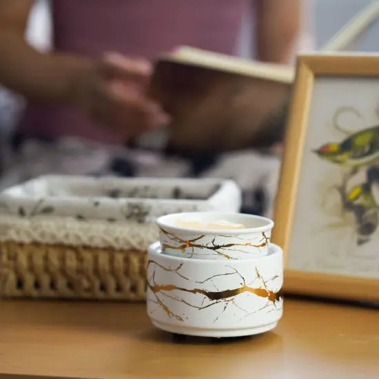 Wax Melt Warmer Ceramic 3-in-1 Oil Burner Electric Candle Wax Warmer Burner Melter Fragrance Warmer for Scented Waxs Home Office Bedroom Aromatherapy Gift& D&eacute;cor {5}