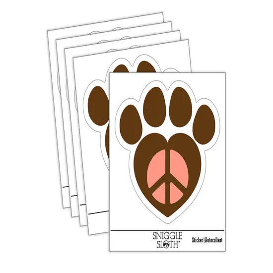 Paw Print Dog Cat Heart Peace Sign Waterproof Vinyl Phone Tablet Laptop Water Bottle Sticker Set - 5 Pack {2}