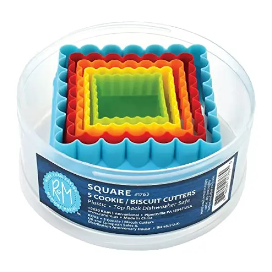 5 Piece SetSquare Cookie and Biscuit Cutters, Assorted Sizes, Bright Colors, {2}