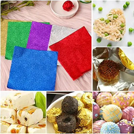 600 Pieces Foil Candy Wrappers, 4x4 inches Foil Candy Wrappers Aluminium Foil Paper, DIY Package Candy Paper Chocolate Packaging Wrapping Papers Square for Candy Packaging {3}