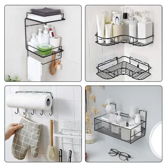 16PCS Adhesive Hooks for Nail-Free Shower Caddy Shelf {2}