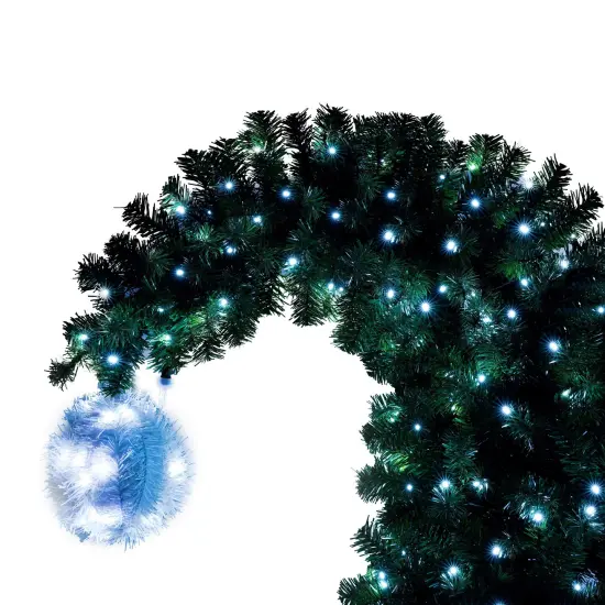 6FT Hinged Fir Artificial Fir Bent Top Christmas Tree, Xmas Tree Bendable Santa Hat Style Christmas Tree Holiday Decoration,1250 Lush Branch Tips, 300 LED Lights X-mas Green {2}