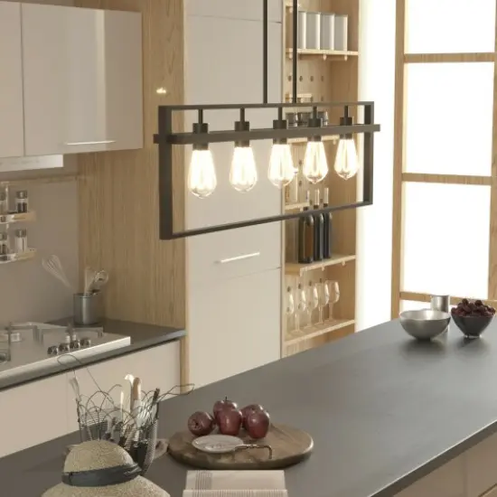 5-Lights Pendant Lamp with Iron Square Lamp Shade {1}