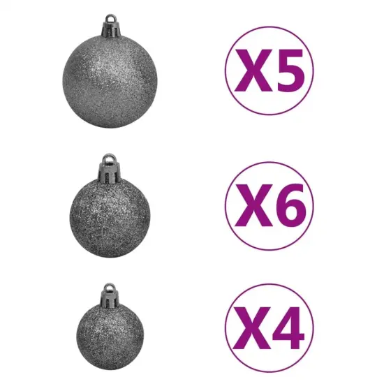 61 Piece White and Gray Christmas Ball Set with 150 LEDs {3}