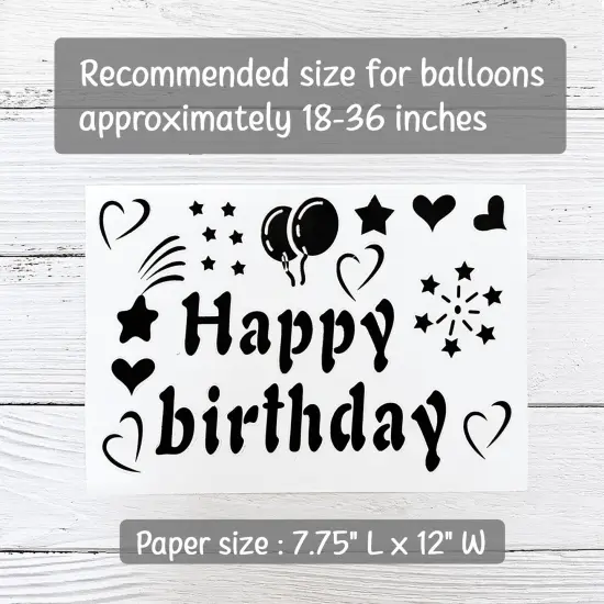 Wrapables Bobo Balloon Stickers, DIY Balloon Decoration Decals for Birthday Parties, Wedding Anniversaries, Celebrations (Set of 10), Happy Birthday {2}