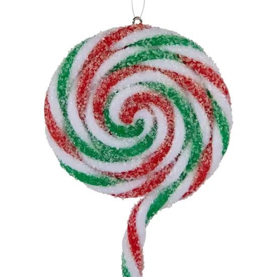 Northlight 6ct Frosted White, Green and Red Lollipop Christmas Ornaments 7" {7}