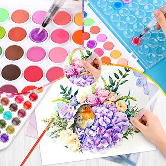 48-Color Watercolors Cake & a Brush a Refillable Water Brush Pen, Portable Water Colors Paints Set for Kids Children Students Adults Beginner Artists Painting Supplies {5}