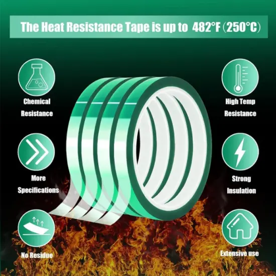 4 rolls Heat resistant Tapes sublimation Press Transfer Thermal GREEN 4mmx30m SUBLITAPE {2}