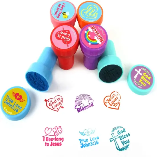 TINYMILLS Religious Christian Love Valentine's Day Stampers for Kids Religious Prizes Carnival VBS Sunday School Church Festival {2}