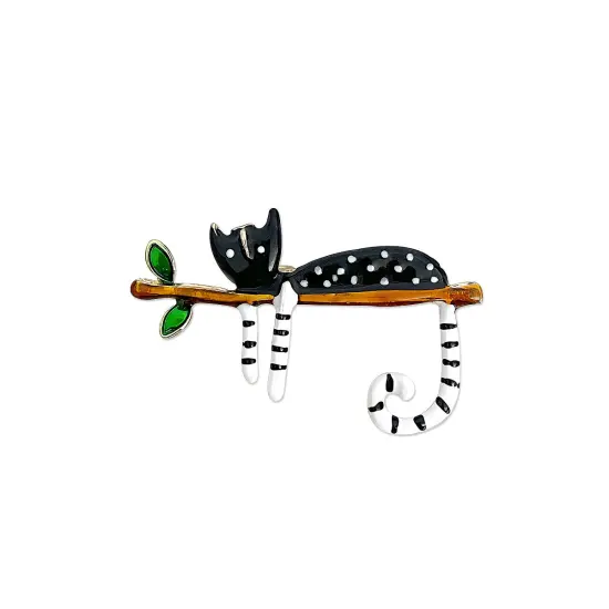 Wrapables Lounging Cats Enamel Brooch Pin, Cat on Branch {1}
