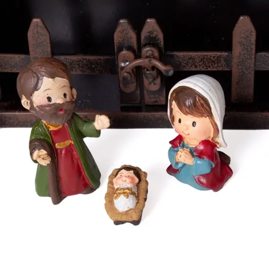 Gerson Christmas Nativity Scene Set, 11 Piece Holy Family Indoor Manger Scene Decoration with 12 x 7.5 inch Metal Creche and Resin Figurines {4}
