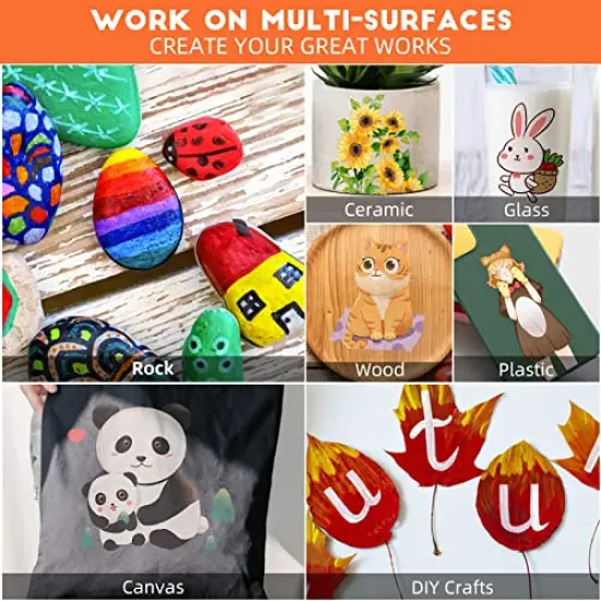 24 Colors Acrylic Paint Pens Markers- Waterproof Paint Pens for Rock Painting,Graffiti, Stone, Ceramic, Glass, Wood, Fabric, Canvas, Porcelain, Metal,Pumpkins,Water Based Quick Dry Non-Toxic No Odor {5}