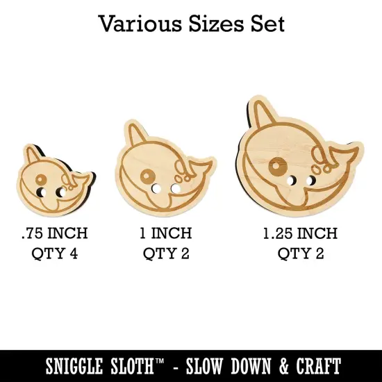 Kawaii Narwhal Wood Buttons for Sewing Knitting Crochet DIY Craft {1}