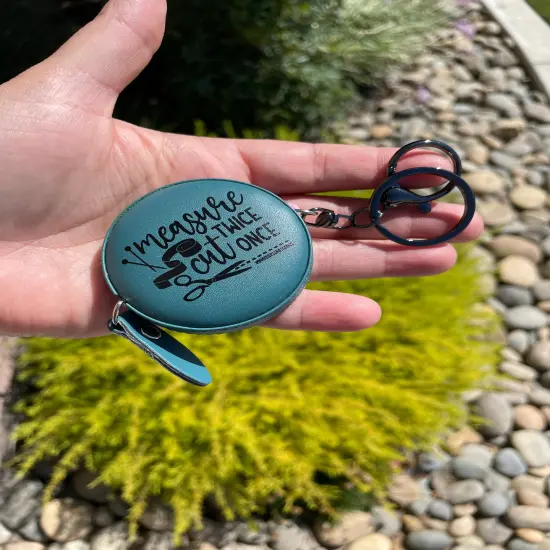 Measure Twice Measuring Tape Keychain Teal {1}