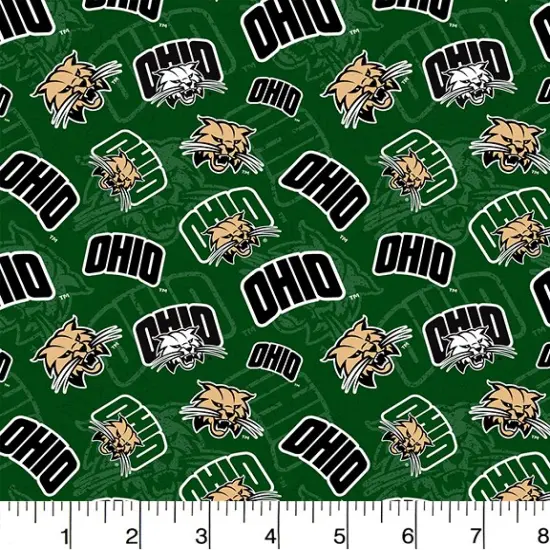 Sykel Enterprises-Ohio University Cotton Fabric-Ohio Bobcats Tone On Tone Cotton Quilting Fabric {1}
