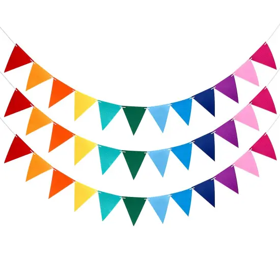 Wrapables Felt Multicolor Rainbow Pennant Banner for Birthday Parties, Baby Showers, Nurseries (Set of 3) {1}