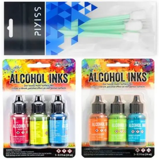 Ranger Tim Holtz Alcohol Ink Spring Break, Dockside Picnic, 10X Pixiss Ink Blending Tools {1}