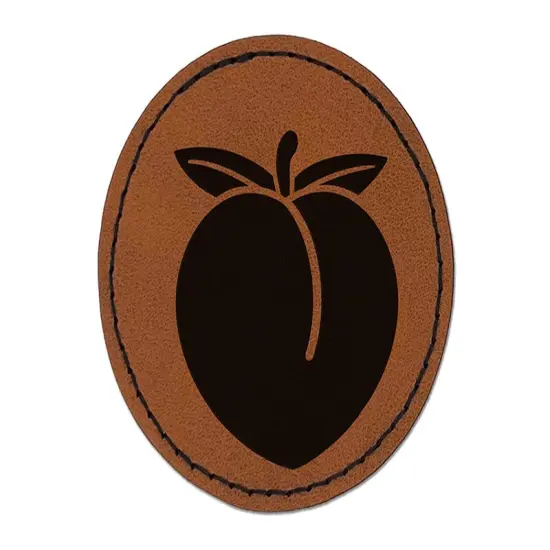Plump Peach Solid Round Iron-On Engraved Faux Leather Patch Applique - 2.5" Brown {1}