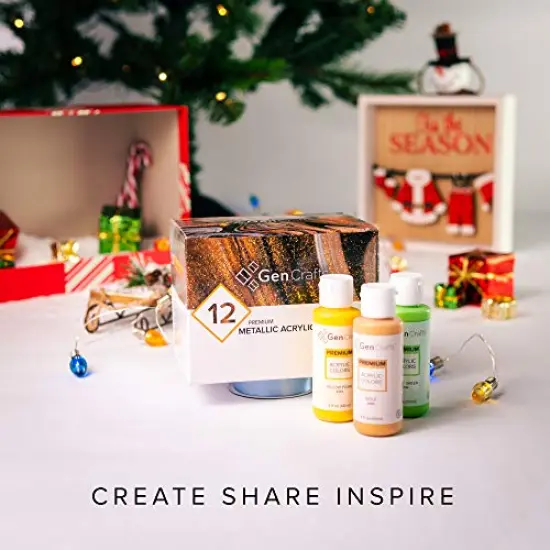 Metallic Acrylic Pouring Paint Set of 12 Metallic Colors - Pre-Mixed High Flow & Ready to Pour - 2 oz./59 ml Bottles - Multi-Purpose Paints for Canvas & Paper, Rocks, Wood {3}