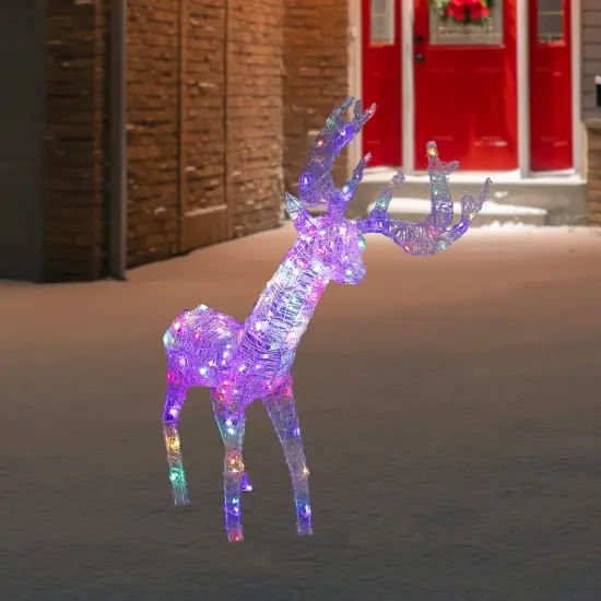 Northlight LED Color Changing Commercial Grade Acrylic Reindeer Outdoor Christmas Decoration - 46.5" Clear {3}