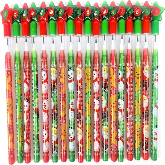 Tiny Mills 24 Pcs Christmas Multi Point Stackable Push Pencil Assortment with Eraser for Christmas Party Favor Prize Stocking Stuffers Classroom Rewards {2}
