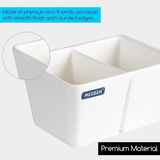 MEEDEN Ceramic Paint Palette, Paint Brush Wash Bowl, 2 Deep Well Artist Paint Palette, White Porcelain Watercolor Painting Dish, Large Capacity Paintbrush Washer for Watercolor Gouache Painting {3}