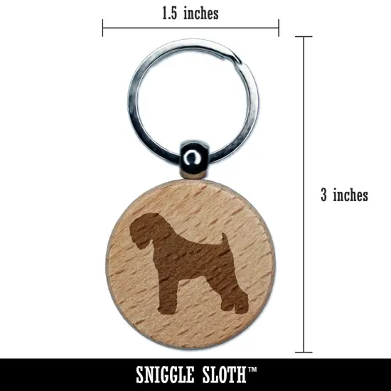 Black Russian Terrier Chornyi Dog Solid Engraved Wood Round Keychain Tag Charm {2}
