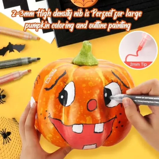 12 Colors Acrylic Paint Pens Paint Markers for Rock Painting, Canvas, Wood, Glass, Fabric, Metal, Plastic, Arts Crafts Easter Eggs, Pumpkin, Scrapbooking Supplies, Graffiti Markers for Adults Kids {4}