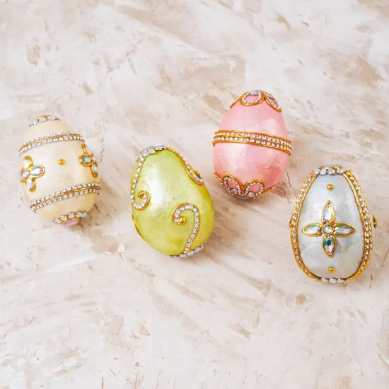 Easter Decorations - Easter Egg Capiz Jeweled Egg Set {5}
