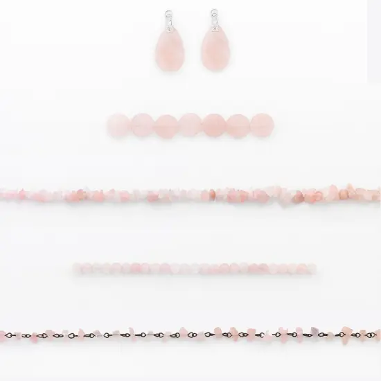 Rose Quartz Natural Gemstone Beads and Pendants Value Pack A {1}