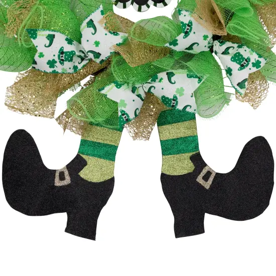 Northlight Happy St. Patrick's Day Ribbon Wreath with Leprechaun Hat - 24" Green {4}