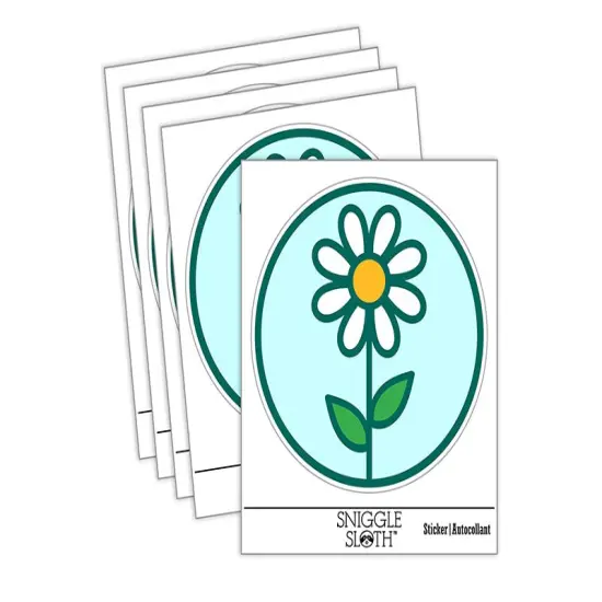 Daisy Flower in Circle Waterproof Vinyl Phone Tablet Laptop Water Bottle Sticker Set - 5 Pack {1}