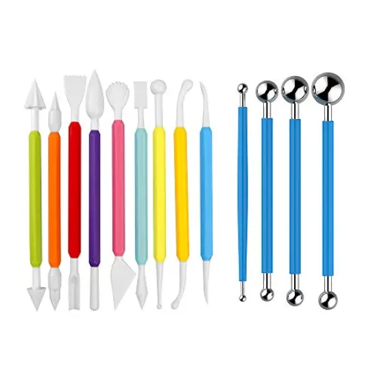 13 PCS Fondant Tool, Cake Decorating Hand Tool, Double Head Metal Ball, Gum Paste Modeling Tools {1}