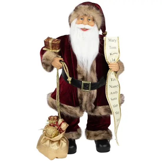 Northlight Woodland Standing Santa Claus Christmas Figure with Name List - 24" Red {1}