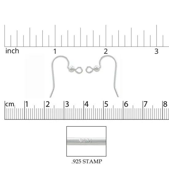 JewelrySupply Sterling Silver Earring Wires with 3mm Bead (1 Pair of Sterling Silver Earrings) {2}