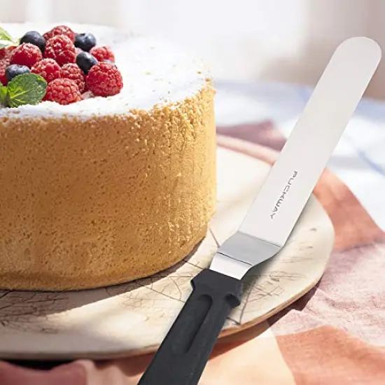 Angled Icing Spatula, Stainless Steel Offset Spatula, Cake Spatula Set of 2 Black 6, 8 inch Blade {5}