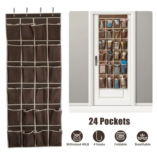 24 Grids Over Door Shoe Organizer Rack Hanging Storage Holder {2}