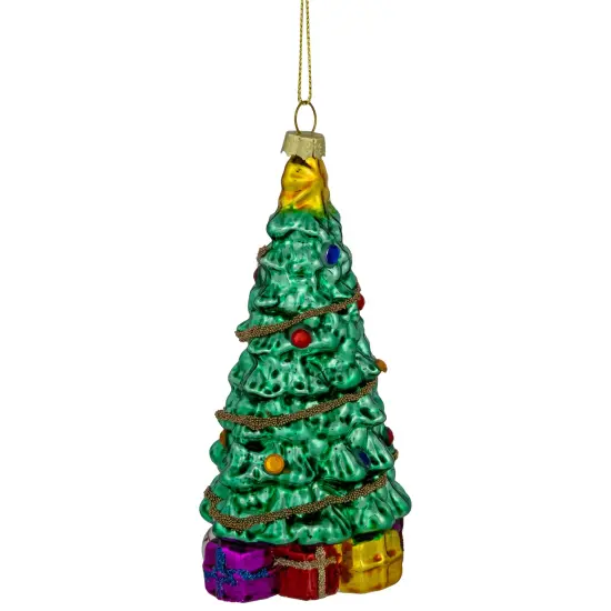 Northlight 5" Shiny Green Decorated Christmas Tree Hanging Glass Ornament {5}