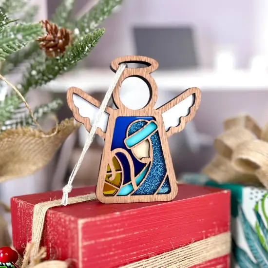 3.5" (H) Christmas Nativity Joseph Ornament - Handcrafted in Texas - Mother's Angels&reg; Christmas Angel Wings Figurine {3}