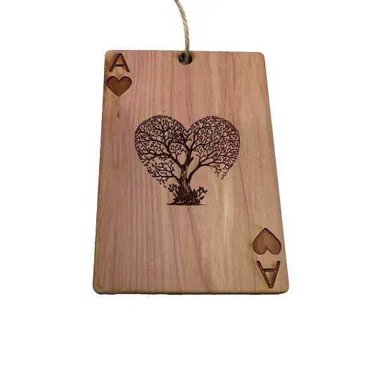 Ace of Hearts Card - Cedar Ornament {1}