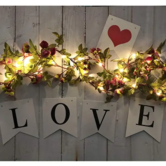 20 LED Rose Flower String Lights 7.2ft Artificial Flower Garland with Fairy Lights Rose Vine Lights for Valentines Day Garden Party Wedding Table Decor Thanksgiving Christmas Decor Lights {3}