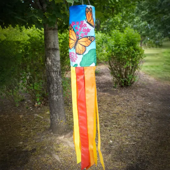 In the Breeze 5213 &mdash; Monarch Butterfly 40-inch Inspiration Windsock &mdash; Colorful Hanging Garden D&eacute;cor with Embroidered Details {3}