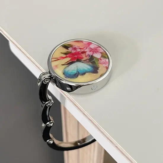 Wrapables Scenic Purse Hook Hanger, Foldable Handbag Table Hanger, Floral Butterfly {3}