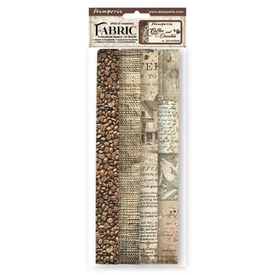 Stamperia Polyester Fabric 12"X12" 4/Pkg-Coffee And Chocolate {1}